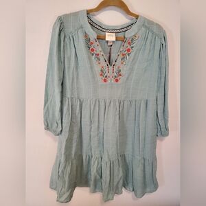 Knox Rose Light Blue Embroidered Floral Dress